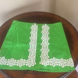 Lilly Pulitzer Bright Green Mini Skirt with White Lace Insets